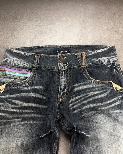 ROOT THREE "BLEACHED VEINS" DENIM (M)