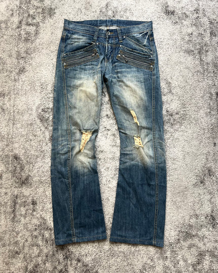NICOLE CLUB "DUAL ZIPPER PHANTOM" DENIM