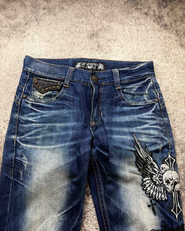RED PEPPER "WINGED SKULL" DENIM