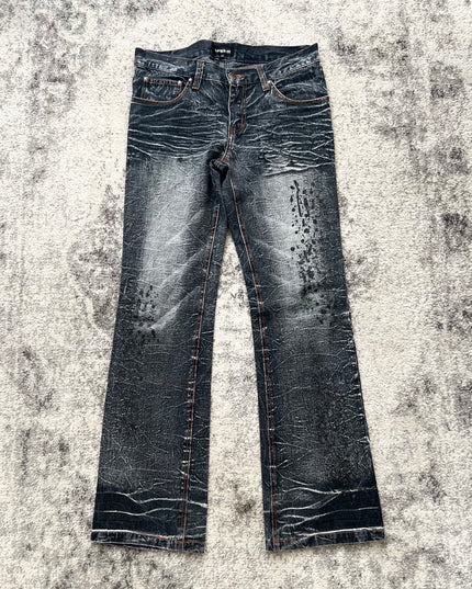 LOWBOX FLARE SPLATTER DENIM
