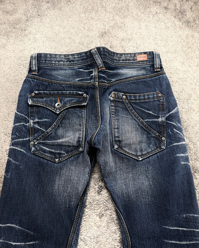 NICOLE CLUB "CRACKED INDIGO" DENIM