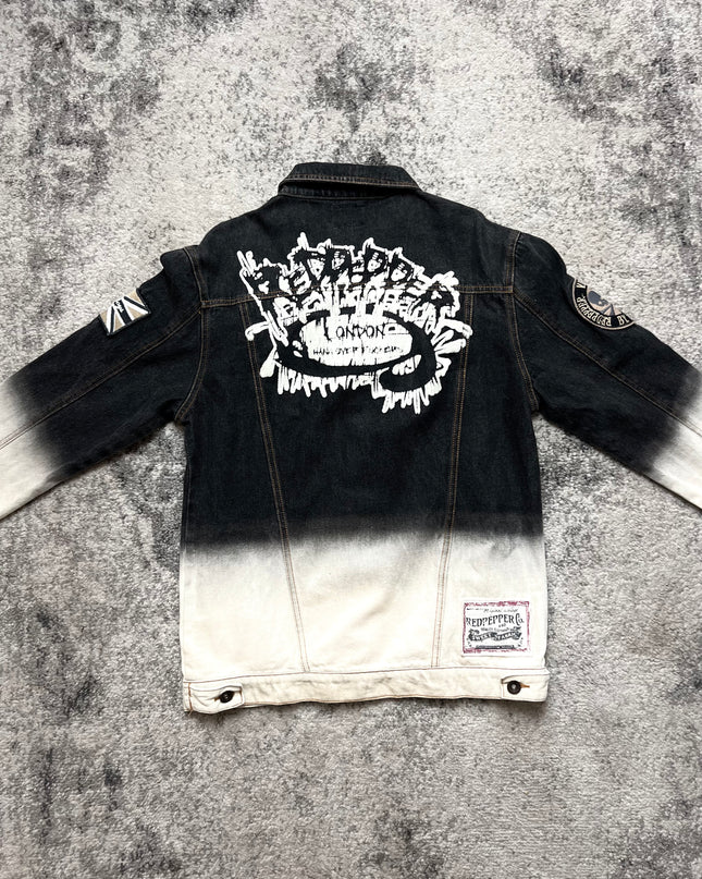 RED PEPPER BLACK AND WHITE DENIM JACKET 