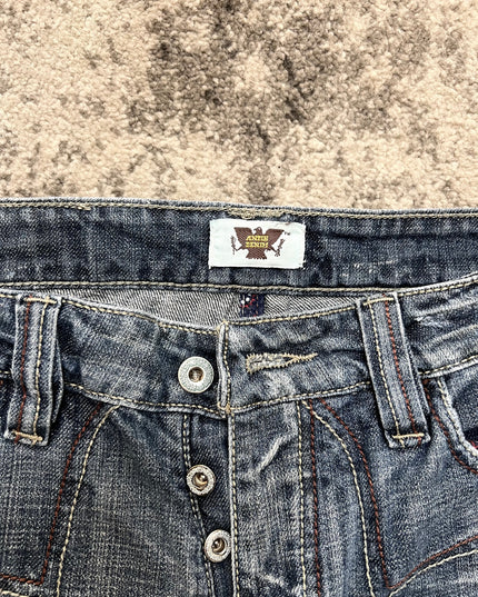 ANTIQUE FLARED CROSS-STITCH DENIM