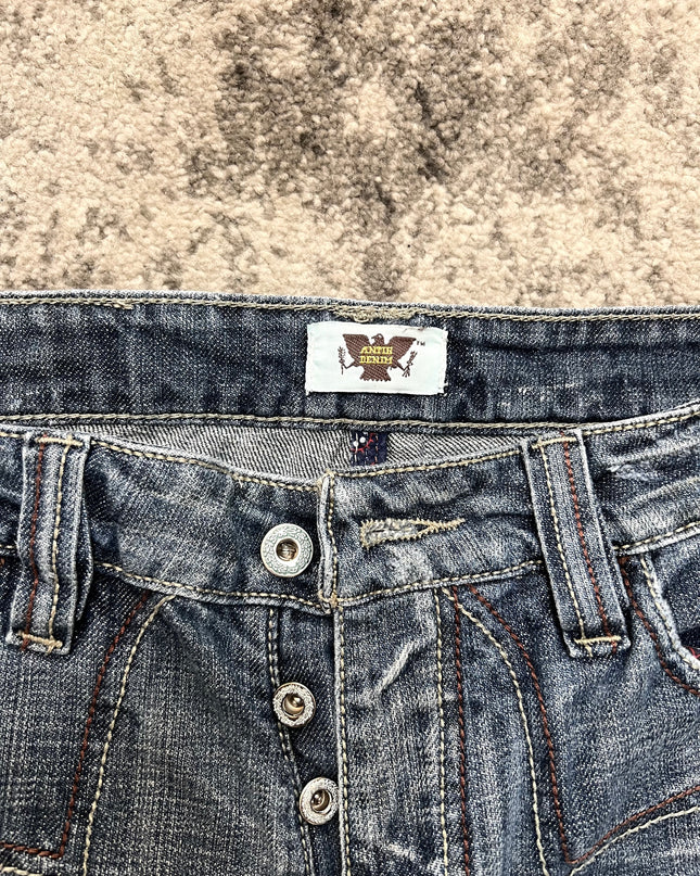 ANTIQUE FLARED CROSS-STITCH DENIM
