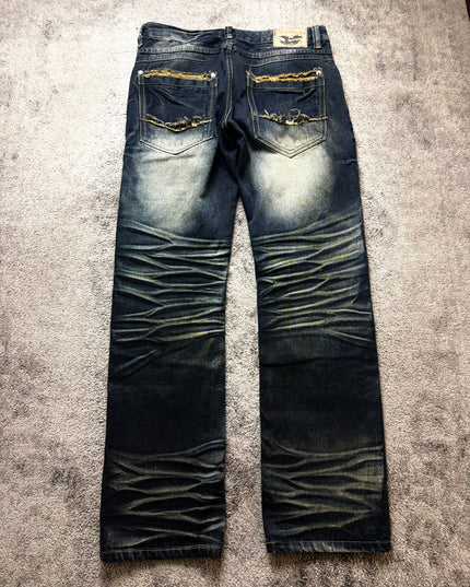 DOWKEOOW "DESTROYED INDIGO" DENIM