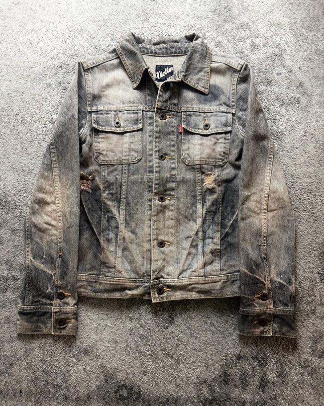 VICTIM "GREY DISTORTION" DENIM JACKET