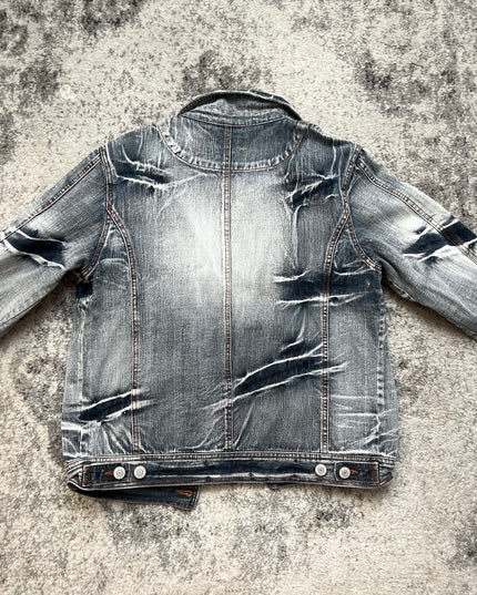 LOWBOX DECONSTRUCTED AND CRUSHED DENIM JACKET