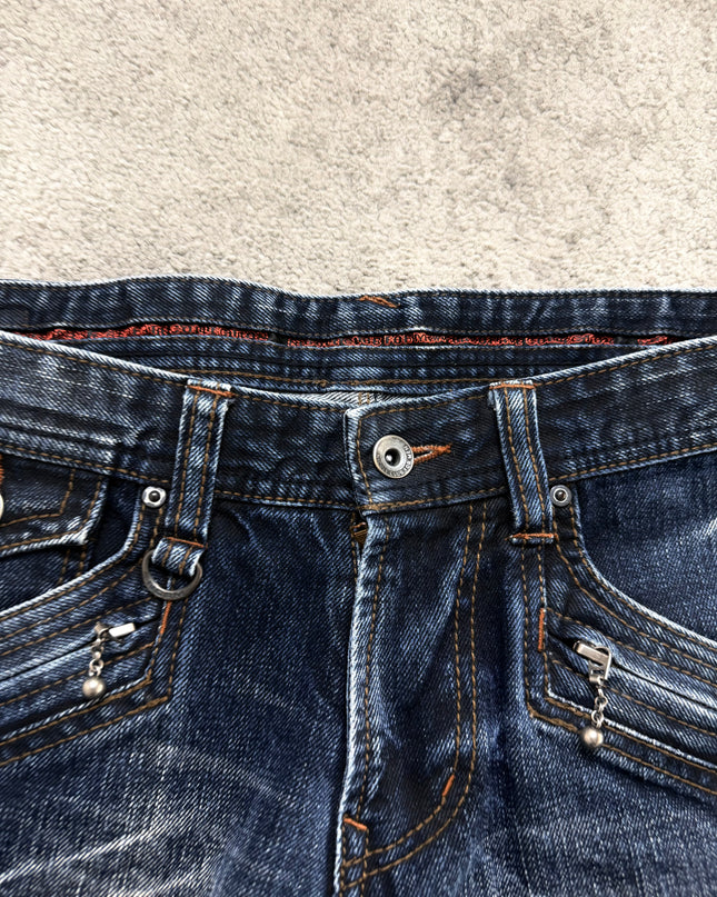 NICOLE CLUB "CRACKED INDIGO" DENIM
