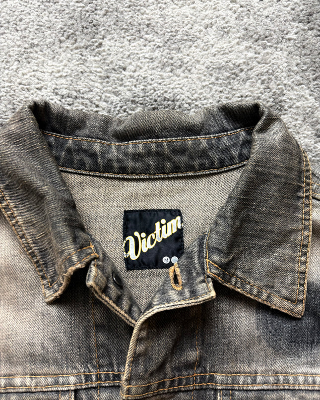 VICTIM "GREY DISTORTION" DENIM JACKET