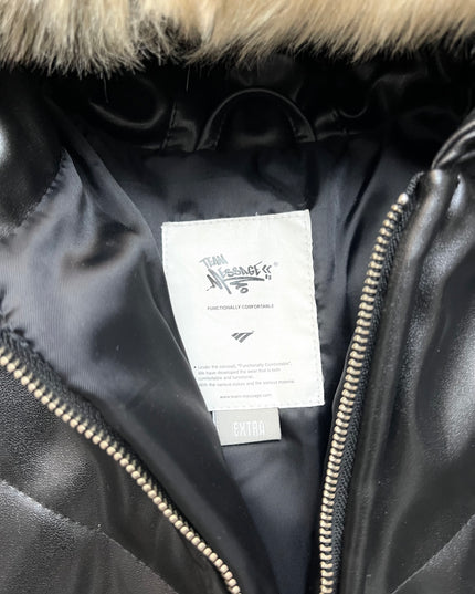 TEAM MESSAGE "SHADOW FAUX LEATHER" PUFFER