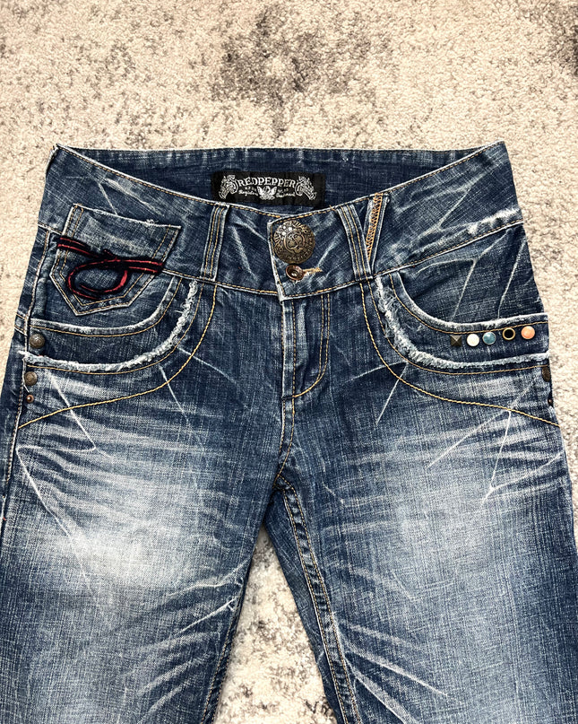 RED PEPPER WHISKERED GLAM JEANS