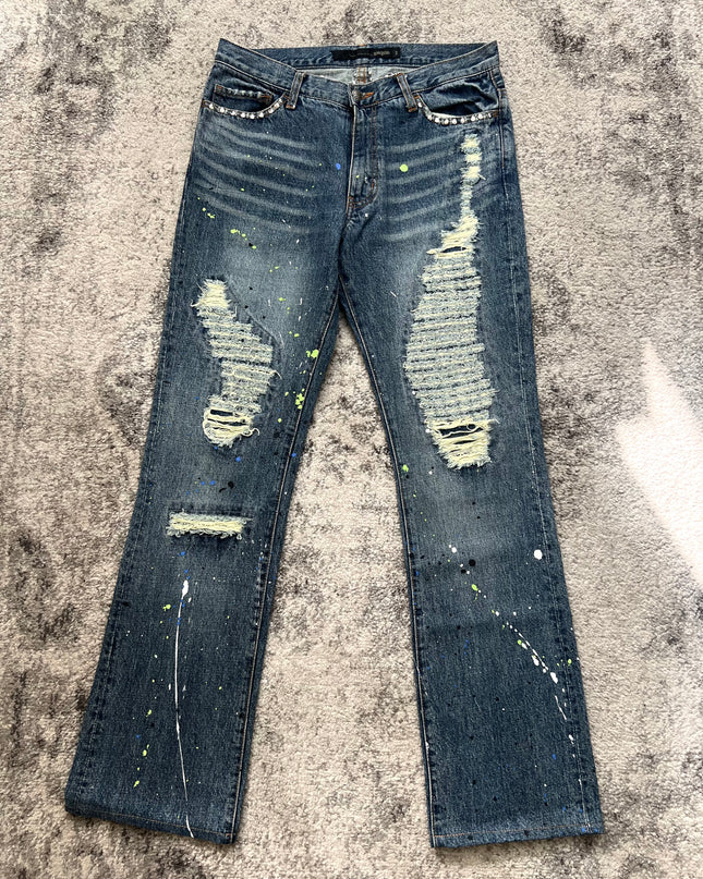 KEY DISTRESSED CRYSTAL DENIM