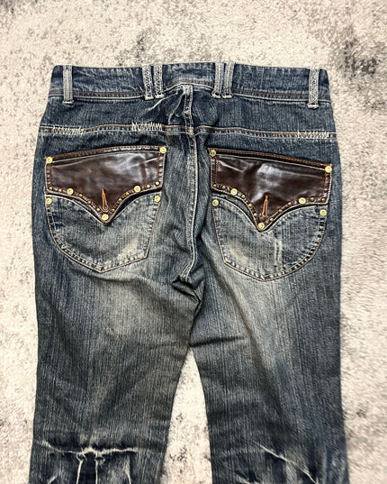 INDECENT "LEATHER FLARE" DENIM