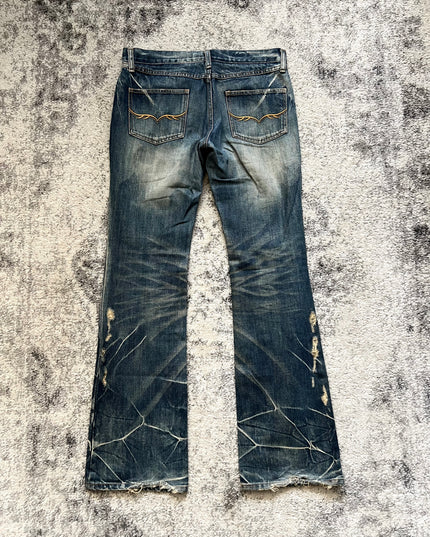 FUGA DISTRESSED FLARE DENIM