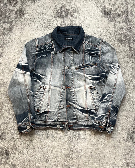 LOWBOX DECONSTRUCTED AND CRUSHED DENIM JACKET