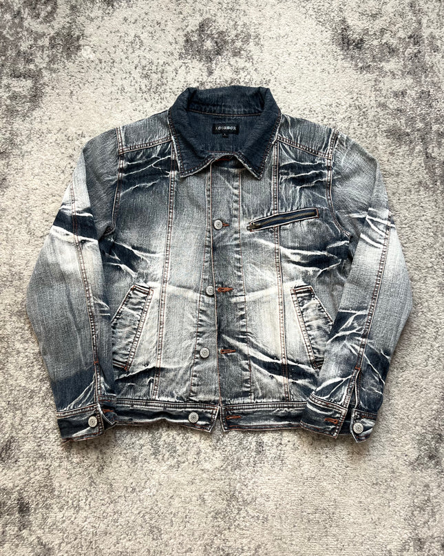 LOWBOX DECONSTRUCTED AND CRUSHED DENIM JACKET