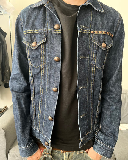 VANQUISH STUDDED INDIGO DENIM JACKET