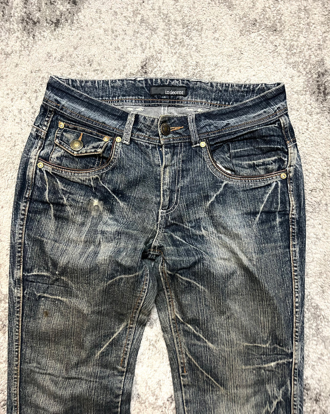 INDECENT "LEATHER FLARE" DENIM