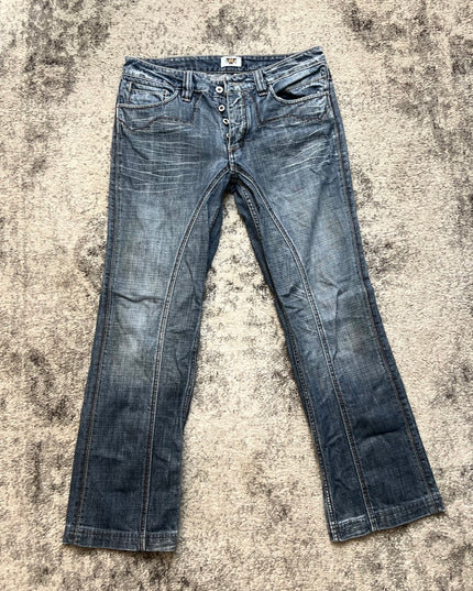 ANTIQUE FLARED CROSS-STITCH DENIM