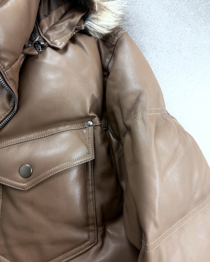 Louis Chavlon puffer jacket inside lining and zip hardware detail