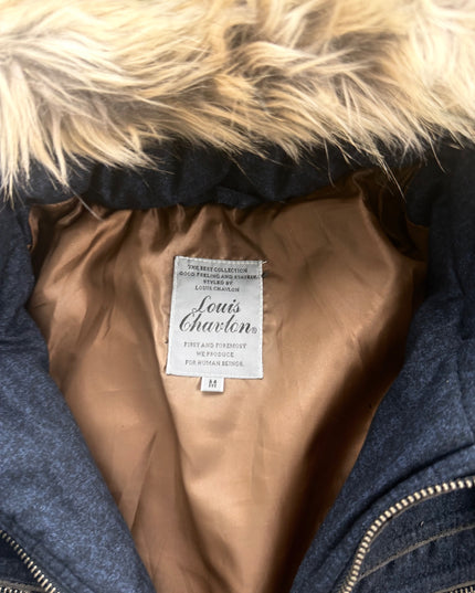 Louis Chavlon puffer jacket detail of sleeve cuff snap button and side zip pocket
