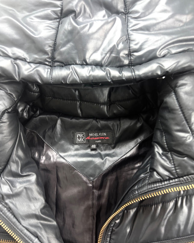 MICHEL KLEIN puffer jacket detail of sleeve cuff or hem quilting